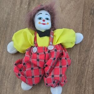 Vintage HUBAO Porcelain Face Collectible Hand Painted Clown Doll 7"